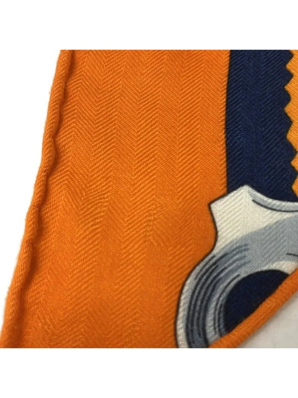 Hermes Shawl Triangle Jean Orange Multi Etriers Cashmere Silk Scarf - Picture 6 of 7